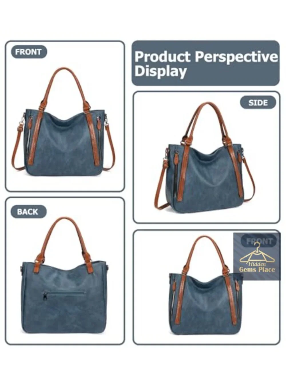 Vegan Leather Large Hobo Slouchy Tote Shoulder Bag Satchel with Adjustable Strap